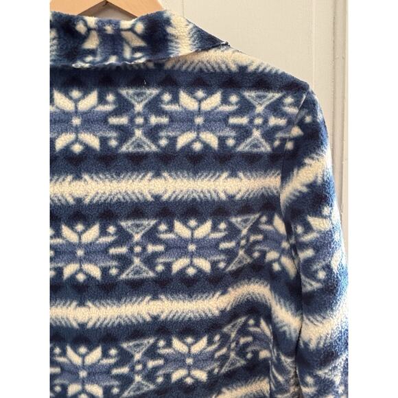 VTG Alpine Ridge Fleece Sweater Cardigan M Blue Aztec Southwestern Scalloped hem - Picture 10 of 11